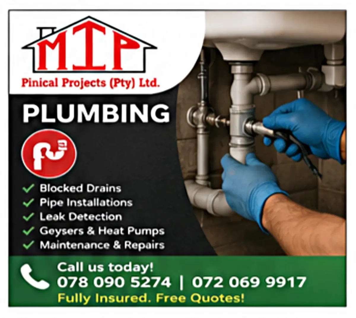 MIP Pinnacle Projects Plumbing services flyer