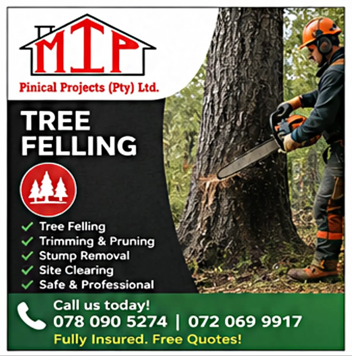 MIP Pinnacle Projects Tree Felling services flyer
