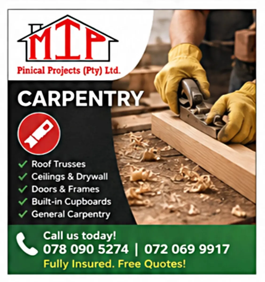 MIP Pinnacle Projects Carpentry services flyer