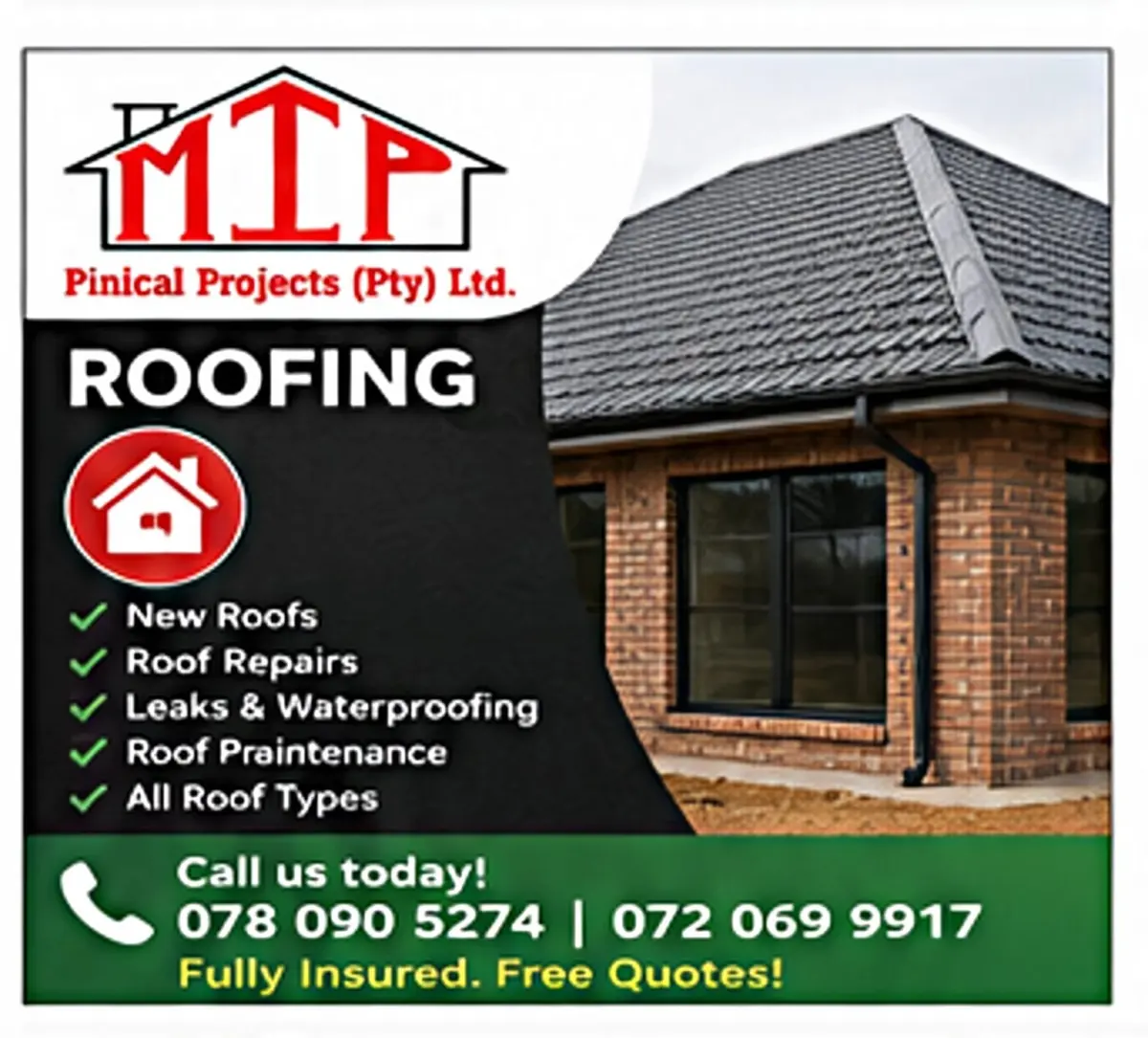 MIP Pinnacle Projects Roofing services flyer
