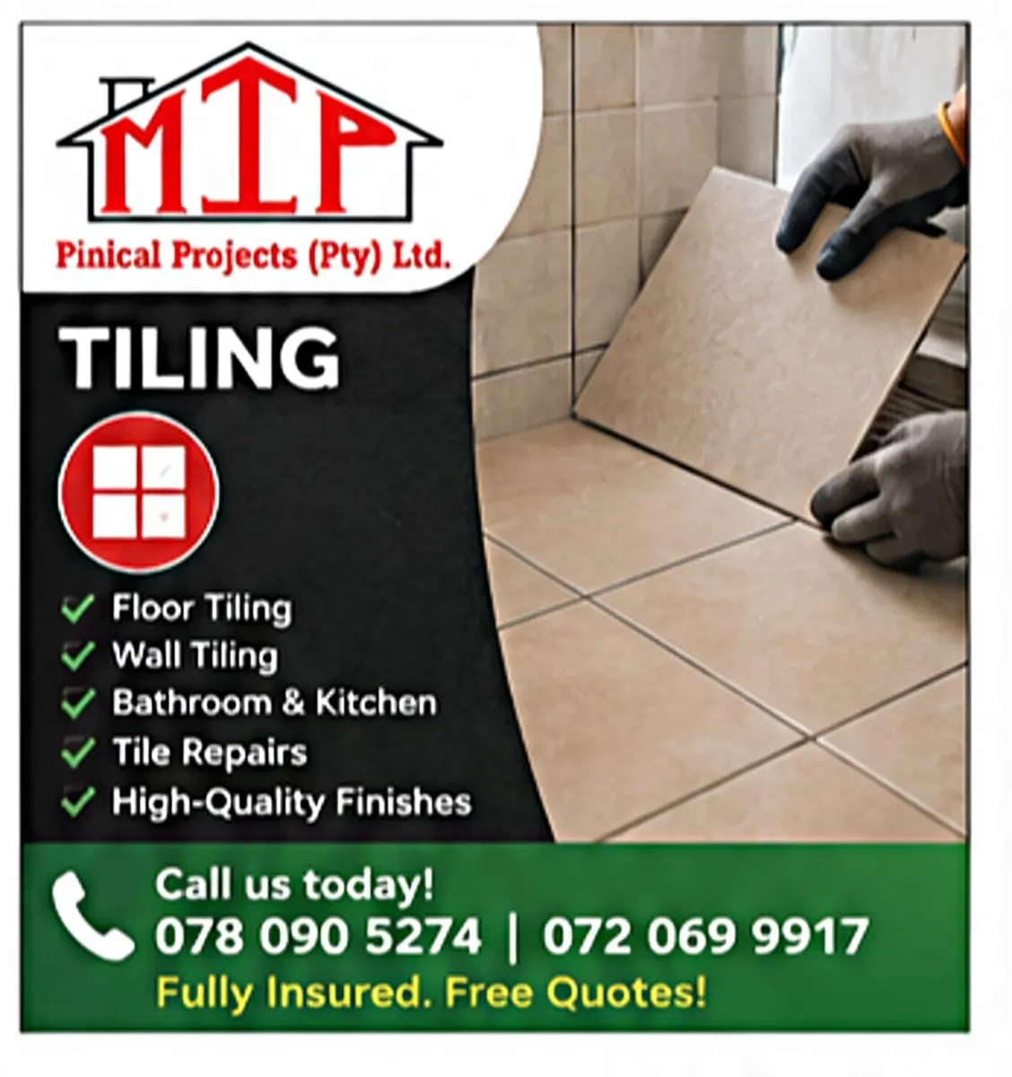 MIP Pinnacle Projects Tiling services flyer