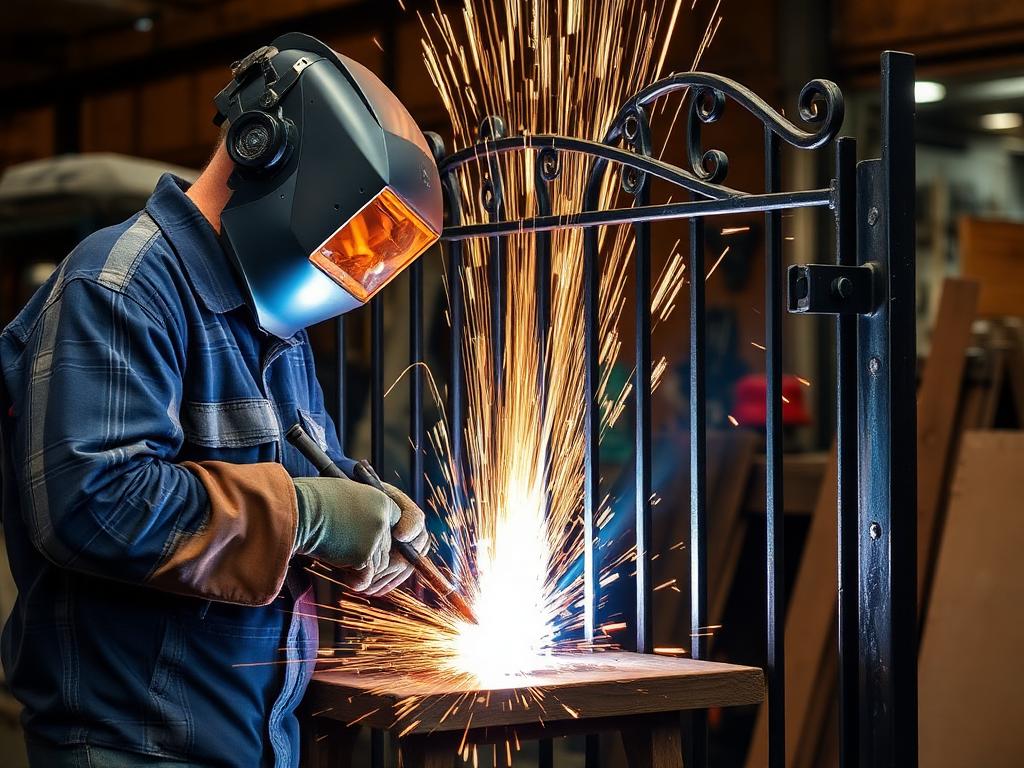 Custom steel gate being welded in the MIP Maintenance workshop